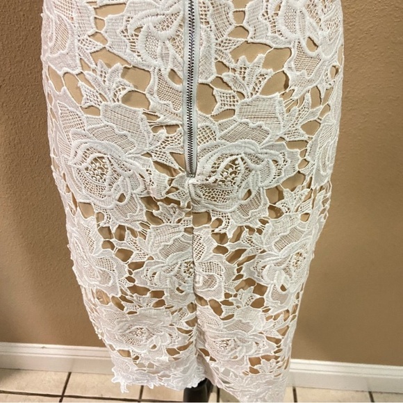 NWOT Lulus Temps De L'Amour White Lace Bodycon Midi Dress - Picture 8 of 10